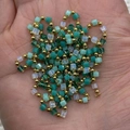 Natural green and white cube stone bead chain with gold accent beads for jewelry - 1 Roll / Green (No.3)