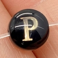 DIY jewelry 8mm black shell bead with gold letter P engraving and a polished finish - 8mm 11g/Piece / Letter P