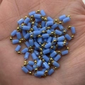 Blue resin cylinder and gold round beads beaded chain for DIY jewelry making - 3x5mm / Sky Blue (4)