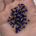 Minimalist gold chain with blue cube stone beads for DIY jewelry making and necklaces - 1 Roll / Dark Blue (No.7)