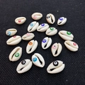 Natural cowrie shells with colorful evil eye patterns for DIY jewelry making - Mixed Colors (20 Pieces/pack) / 12x20mm