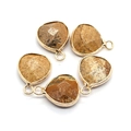 Five-piece set of teardrop wood grain natural stone pendants with gold-plated edges - Jasper