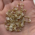 Beaded copper chain with 10mm golden balls and faceted clear stones in hand for DIY jewelry - 3x5mm / Clear (No.8)