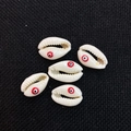 Five cowrie shell beads with red and black evil eye prints for DIY jewelry making - Red (20 Pieces/pack) / 12x20mm