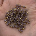 Natural purple cube stone and gold round bead chain for DIY jewelry making - 1 Roll / Purple (Color 11)