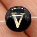 Round black natural shell bead featuring a golden letter V for DIY jewelry necklaces - 8mm 11g/Piece / Letter V