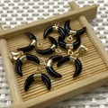 Set of 8 crescent moon black agate pendants with gold bails for DIY jewelry making - Black Agate
