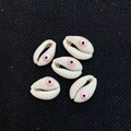 Five pieces of cream-white shell beads with pink evil eye design for DIY jewelry making - Pink (20 Pieces/pack) / 12x20mm