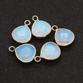 Waterdrop-shaped opal stone pendants with polished gold metal base for DIY jewelry - Opal