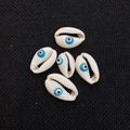 Five-piece set of natural seashell beads with printed blue evil eye pattern for DIY jewelry - Light Blue (20 Pieces/pack) / 12x20mm