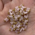 Pink stone cylinder and gold beaded chain for DIY necklaces and handmade jewelry - 3x5mm / Pink (12#)