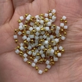 Golden beads and white cube natural stone chain for DIY jewelry making and necklaces - 1 Roll / White (Color 15)