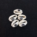Five natural cowrie shells with evil eye prints for DIY bohemian jewelry making - Black (20 Pieces/pack) / 12x20mm