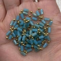 Blue cylindrical stone beads with gold metal balls on a chain for DIY jewelry making - 3x5mm / Light Blue (No.15)
