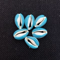 Blue and white natural cowrie shells for DIY jewelry making and shell bead crafts - 13x20mm / Light Blue
