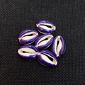 DIY purple cowrie shell beads with natural white openings for jewelry making - 13x20mm / Deep purple