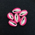 DIY rose pink natural cowrie shell beads with vibrant dyed edges for jewelry making - 13x20mm / Pink