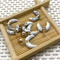 Crescent moon howlite stone pendant with golden clasp for DIY jewelry making - Howlite