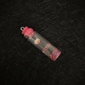 Pink cylinder glass bottle pendant with dried flowers and matching rubber stopper - Pink