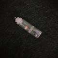 Pink dried flower glass bottle pendant with purple cap and glitter for jewelry making - Lavender