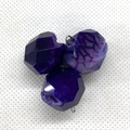 Three faceted purple natural stone pendants with silver bails for DIY jewelry making - 19x20mm / Purple