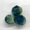 Faceted natural blue and green crystal stone pendants with metal ring for DIY jewelry - 19x20mm / Dark Green