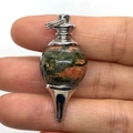 Unakite gemstone pendulum pendant with silver finish metal fittings for jewelry - Unakite