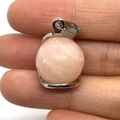 Polished natural pink stone sphere pendant with a silver metal bail for necklaces - Pink Stone (No. 10) / 16x23mm
