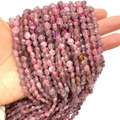 Faceted rose quartz beads 6mm strand for DIY jewelry making with natural minerals - 6mm / Tourmaline