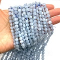 Faceted light blue natural stone flat round beads for DIY jewelry making - 6mm / Aquamarine