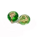 Green faceted crystal round charms with gold rose flower inlay and single hanging loop - Size 7 / 10x14mm (50 Pieces/pack)