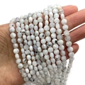 Natural moonstone flat beads with blue sheen effect for DIY jewelry making - 6mm / Moonbeam