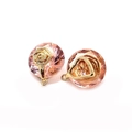 Pink faceted crystal stone pendant with golden flower metal base for DIY jewelry - Size 10 / 10x14mm (50 Pieces/pack)