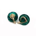 Dark green round faceted crystal pendants with gold rose and heart flower metal designs - Size 6 / 10x14mm (50 Pieces/pack)
