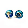Blue faceted crystal flower pendant with gold heart metal charm for DIY jewelry - Size 4 / 10x14mm (50 Pieces/pack)