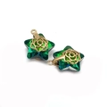 Pendentifs étoile en cristal vert avec motif rose doré pour colliers à faire soi-même - Numéro 2 / 13 X 16 Mm 15 G/pièce (50 Pièces/paquet)