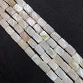 Rectangular natural mother of pearl shell beads with soft iridescent luster for DIY jewelry - Rectangle 8x12mm