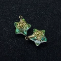 Sternförmige Natursteinanhänger mit goldener Lotusauflage für die Schmuckherstellung - Größe 6 / 13 X 16 Mm 15 G/stück (50 Stück/packung)