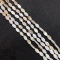 Natural mother of pearl beads in rice shape with iridescent white glow for DIY jewelry - Marquise 5x10mm