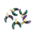 Crescent ruby in zoisite stone pendants with gold metal bails for DIY jewelry making - 16x16mm / Ruby Zoisite