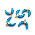 Blue turquoise moon crescent pendants with gold plated bail for DIY jewelry - 16x16mm / Blue Turquoise