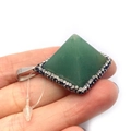 Green aventurine pyramid pendant with sparkling rhinestone base and silver bale - Green Aventurine