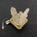Irregular raw clear crystal quartz pendant with square gold base and silver bail - Irregular Cluster Style (No. 1) / White Crystal