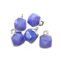 Colgantes de ágata de encaje azul facetado con enganches plateados para bisutería DIY - 8x11mm / Estilo de piedra facetada con textura lavanda (N.º 9)