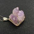 Handcrafted purple amethyst crystal pendant in silver frame with sleek cord attachment - Irregular Cluster Style (No. 3) / Amethyst