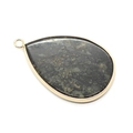 Green teardrop stone pendant with gold metal rim finish for jewelry making - Dark Green Mottled Texture Style (No.2)