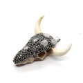 Resin bull skull pendant with sparkling dark grey rhinestones and silver metal loop - Black Rhinestone With White Stone (Style 1)