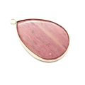Pink marbled natural stone teardrop pendant with gold-plated trim and hanging loop - Pink Marble Texture Style (No.4)