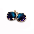 Faceted natural stone gradient crystal pendant with gold plating for DIY jewelry making - Size 3 / 13mm (20 Pieces/pack)