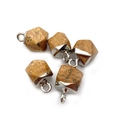 Colgantes facetados de piedra natural con tapas de metal plateado y aros colgantes - 8x11mm / Estilo de piedra facetada con textura moteada marrón (N.º 17)